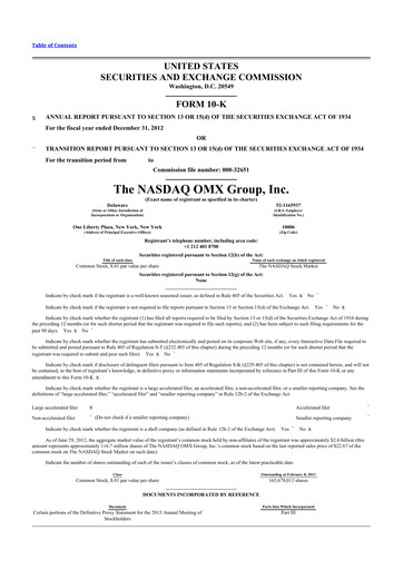 Thumbnail Nasdaq 10-K Annual Report 2012