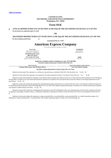 Thumbnail American Express 10-K Annual Report 2012