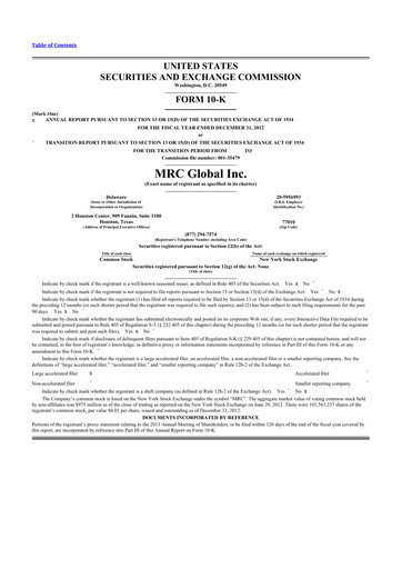 Miniature MRC Global
 10-K Rapport annuel 2012