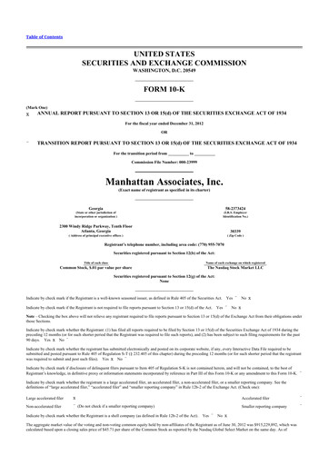 Thumbnail Manhattan Associates
 10-K Annual Report 2012