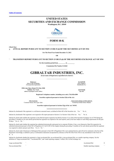 Thumbnail Gibraltar Industries
 10-K Annual Report 2012