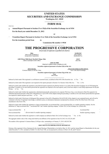 Thumbnail Progressive 10-K Annual Report 2012