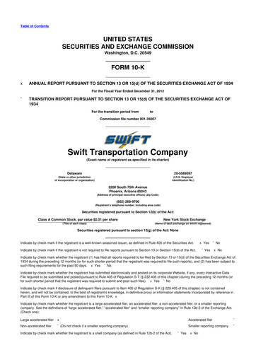 Thumbnail Knight-Swift Transportation
 10-K Annual Report 2012