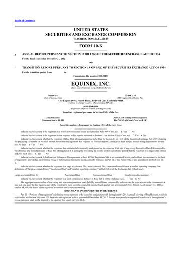 Thumbnail Equinix 10-K Annual Report 2012