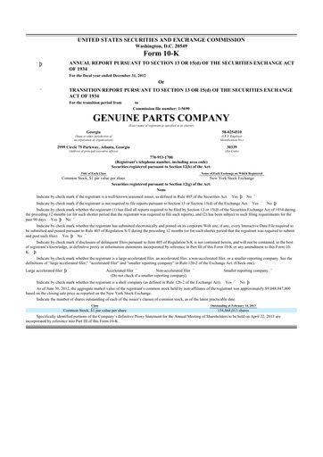 Thumbnail Genuine Parts Company
 10-K Annual Report 2012