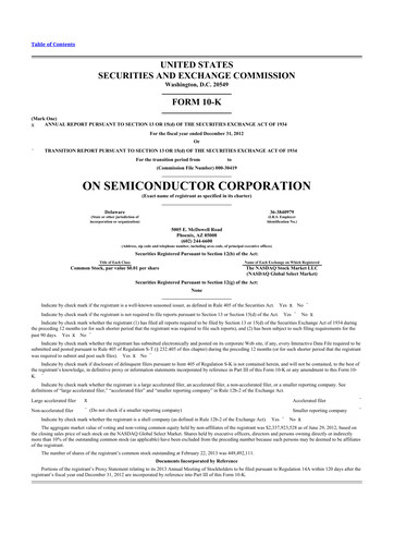 Thumbnail ON Semiconductor 10-K Annual Report 2012