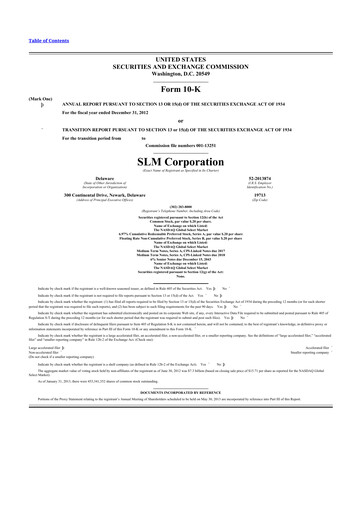 Thumbnail SLM Corporation (Sallie Mae) 10-K Annual Report 2012