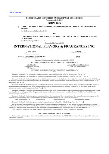 Thumbnail International Flavors & Fragrances
 10-K Annual Report 2012