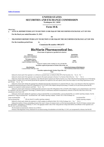 Thumbnail BioMarin Pharmaceutical 10-K Annual Report 2012