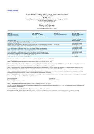 Thumbnail Morgan Stanley 10-K Annual Report 2012