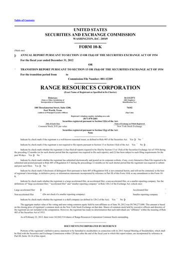 Thumbnail Range Resources
 10-K Annual Report 2012