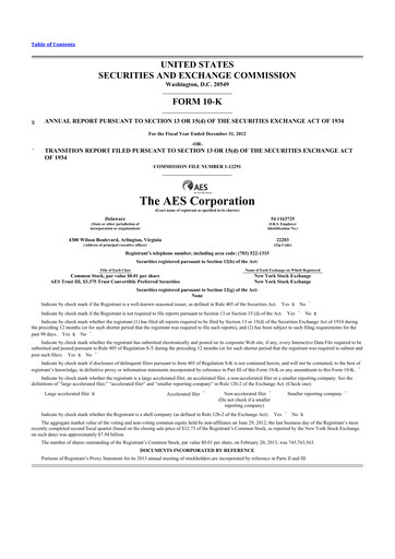 Thumbnail AES 10-K Annual Report 2012