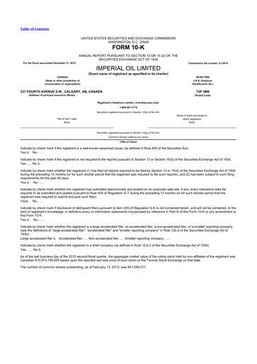 Thumbnail Imperial Oil
 10-K Annual Report 2012