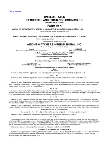 Thumbnail Weight Watchers 10-K Annual Report 2012