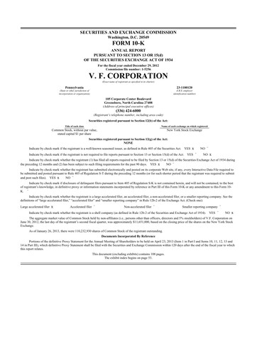 Thumbnail VF Corporation 10-K Annual Report 2012