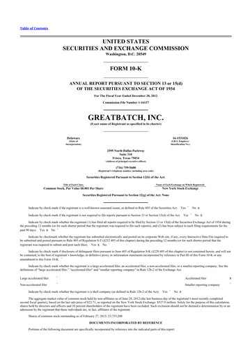 Thumbnail Integer Holdings
 10-K Annual Report 2012