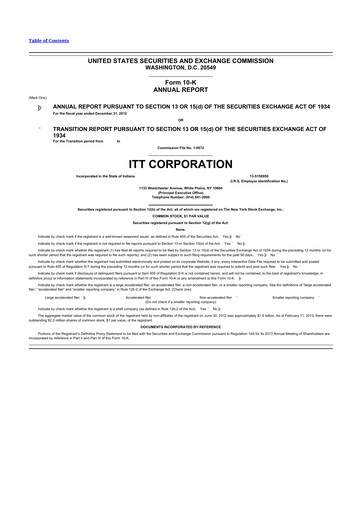 Vorschaubild ITT 10-K Jahresbericht 2012