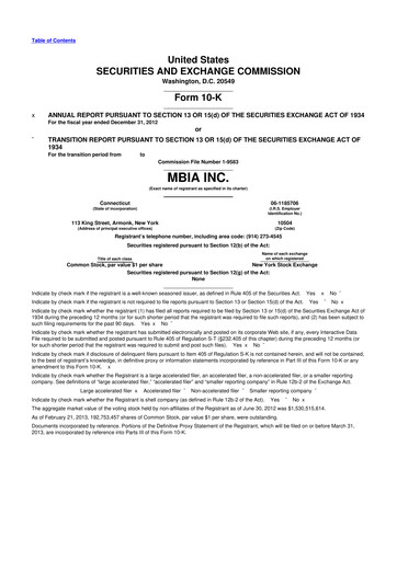 Thumbnail MBIA 10-K Annual Report 2012