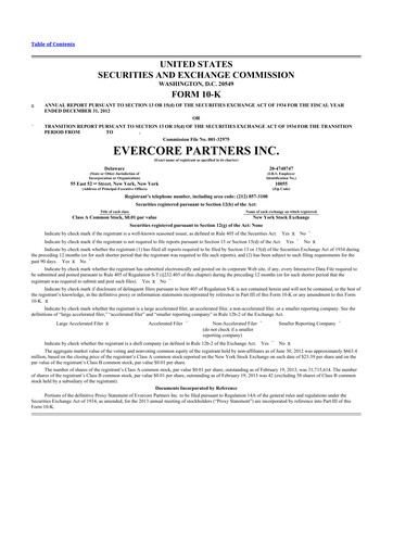 Thumbnail Evercore 10-K Annual Report 2012