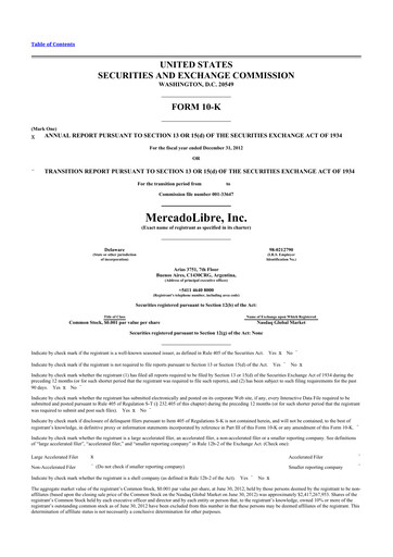 Thumbnail MercadoLibre 10-K Annual Report 2012