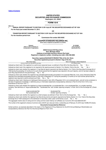 Thumbnail Cooper Standard 10-K Annual Report 2012