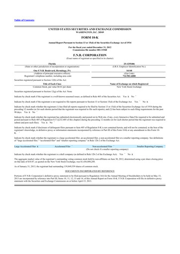 Thumbnail F.N.B. Corporation
 10-K Annual Report 2012