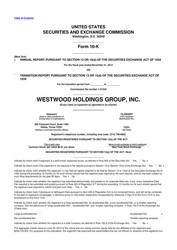 Vorschaubild Westwood Holdings Group 10-K Jahresbericht 2012