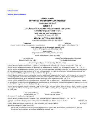 Thumbnail Vulcan Materials 10-K Annual Report 2012