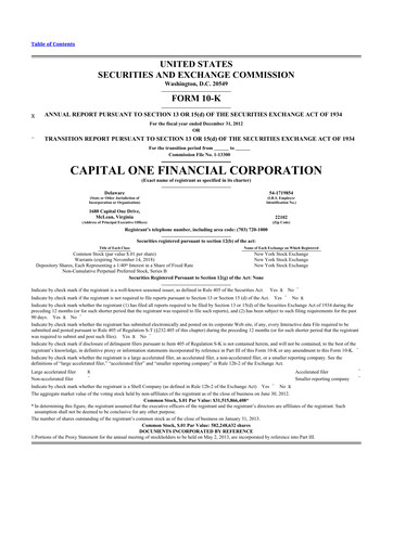 Thumbnail Capital One 10-K Annual Report 2012