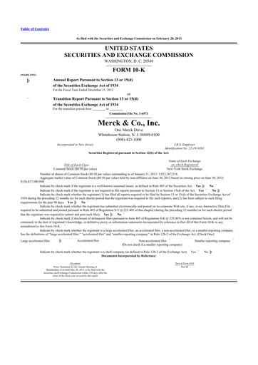 Thumbnail Merck 10-K Annual Report 2012