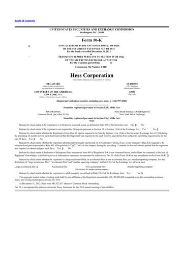 Thumbnail Hess 10-K Annual Report 2012