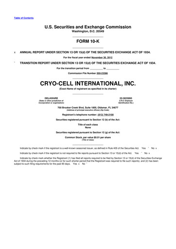Thumbnail Cryo-Cell International 10-K Annual Report 2012