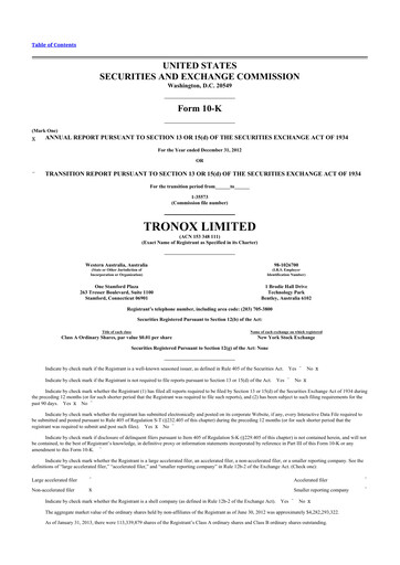 Thumbnail Tronox 10-K Annual Report 2012