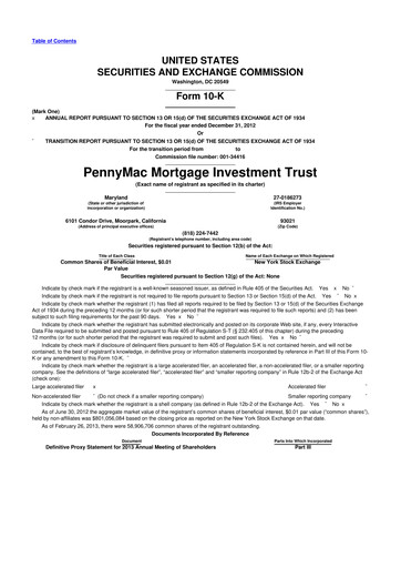 Thumbnail PennyMac Mortgage Investment Trust 10-K Annual Report 2012