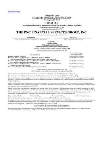 Thumbnail PNC Financial Services 10-K Annual Report 2012