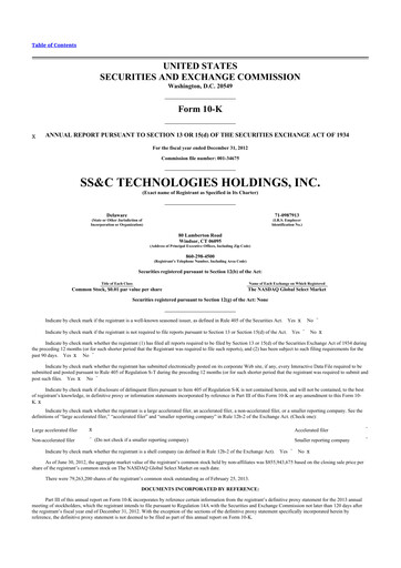 Thumbnail SS&C Technologies
 10-K Annual Report 2012