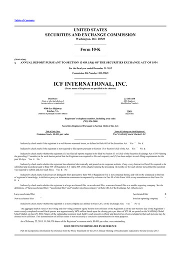 Thumbnail ICF International 10-K Annual Report 2012