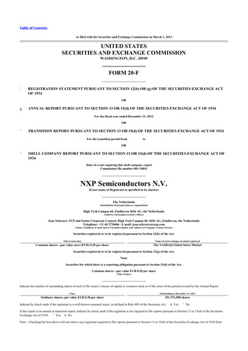 Thumbnail NXP Semiconductors 20-F Annual Report 