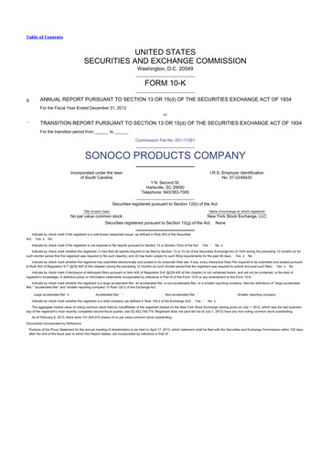 Thumbnail Sonoco 10-K Annual Report 2012