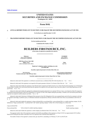 Thumbnail Builders FirstSource
 10-K Annual Report 2012