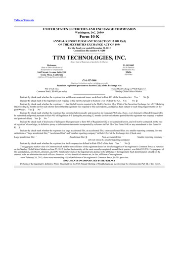 Thumbnail TTM Technologies
 10-K Annual Report 2012