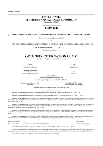 Thumbnail Orthofix Medical
 10-K Annual Report 2012