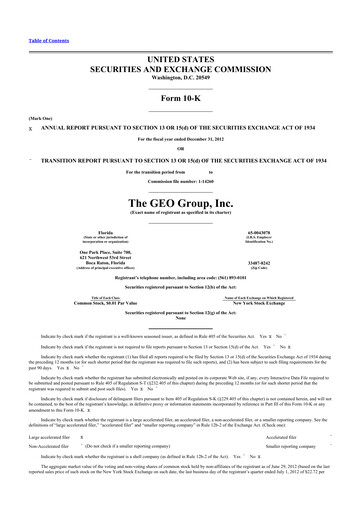 Thumbnail Geo Group 10-K Annual Report 2012