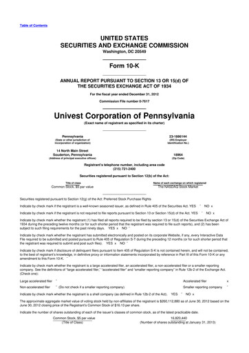 Thumbnail Univest Financial Corporation 10-K Annual Report 2012