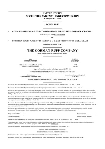 Thumbnail Gorman-Rupp 10-K Annual Report 2012