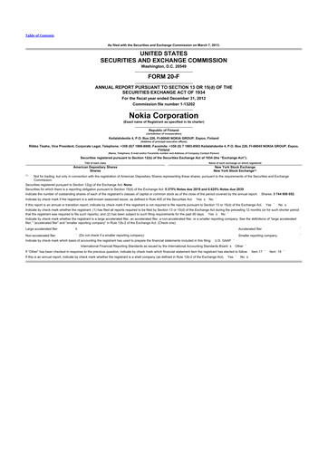 Vorschaubild Nokia 20-F Jahresbericht 