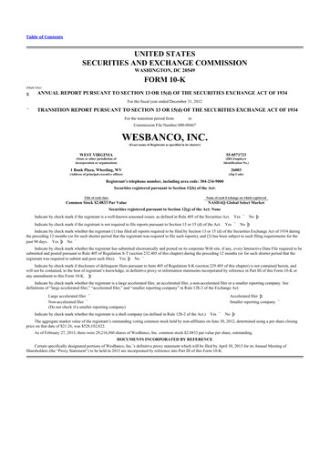 Thumbnail WesBanco 10-K Annual Report 2012