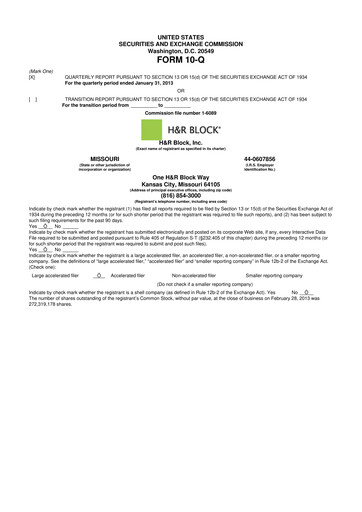 Thumbnail H&R Block
 10-Q Quarterly Report FY2013 