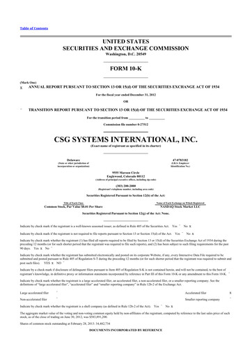 Thumbnail CSG International
 10-K Annual Report 2012