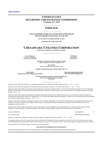 Thumbnail Chesapeake Utilities
 10-K Annual Report 2012